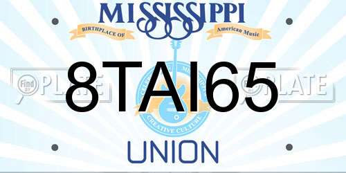 8TAI65 Mississippi License Plate