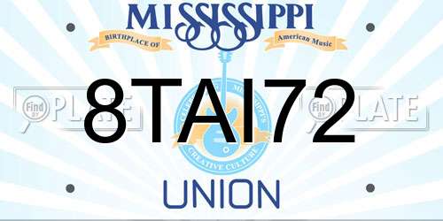8TAI72 Mississippi License Plate