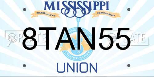 8TAN55 Mississippi License Plate