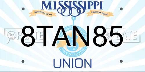 8TAN85 Mississippi License Plate