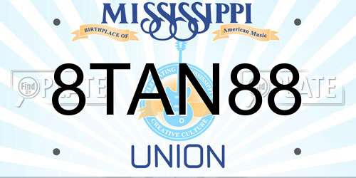 8TAN88 Mississippi License Plate