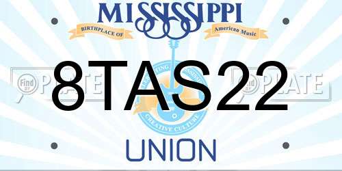 8TAS22 Mississippi License Plate