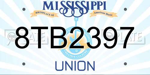8TB2397 Mississippi License Plate