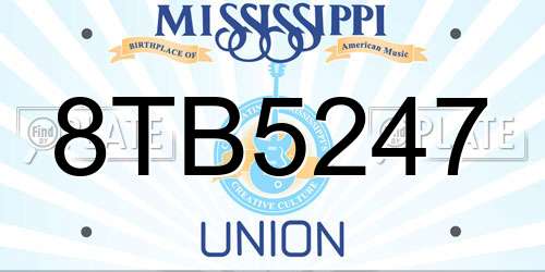 8TB5247 Mississippi License Plate