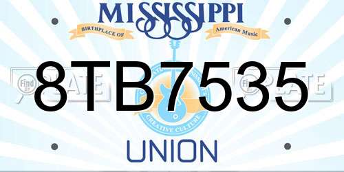 8TB7535 Mississippi License Plate