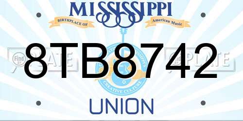 8TB8742 Mississippi License Plate
