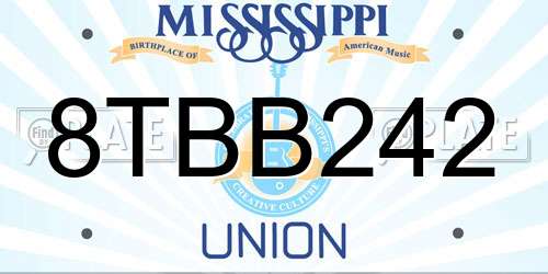 8TBB242 Mississippi License Plate