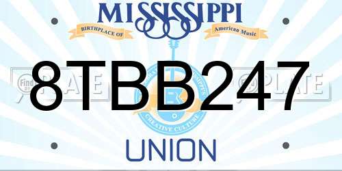 8TBB247 Mississippi License Plate