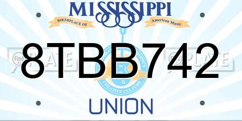 8TBB742 Mississippi License Plate