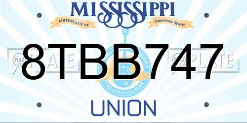 8TBB747 Mississippi License Plate