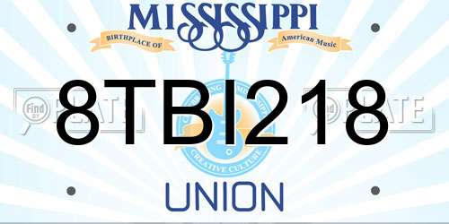 8TBI218 Mississippi License Plate