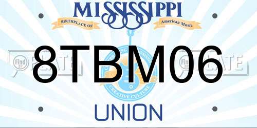 8TBM06 Mississippi License Plate