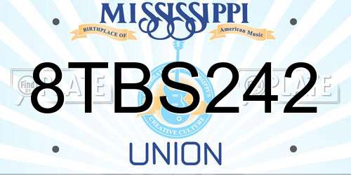 8TBS242 Mississippi License Plate