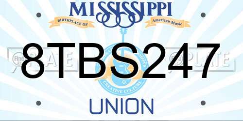 8TBS247 Mississippi License Plate