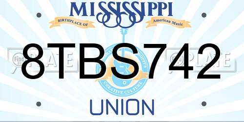 8TBS742 Mississippi License Plate