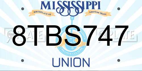 8TBS747 Mississippi License Plate