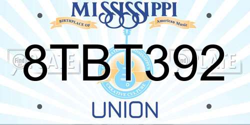 8TBT392 Mississippi License Plate