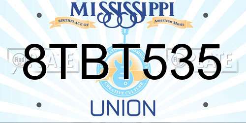 8TBT535 Mississippi License Plate