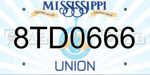 8TD0666 Mississippi License Plate