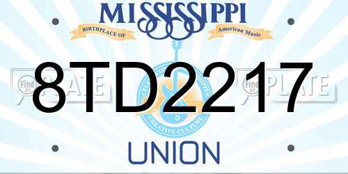 8TD2217 Mississippi License Plate