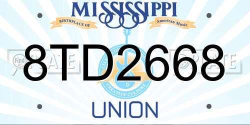 8TD2668 Mississippi License Plate
