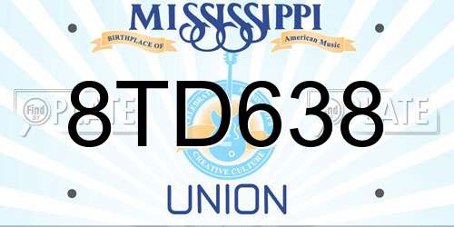 8TD638 Mississippi License Plate
