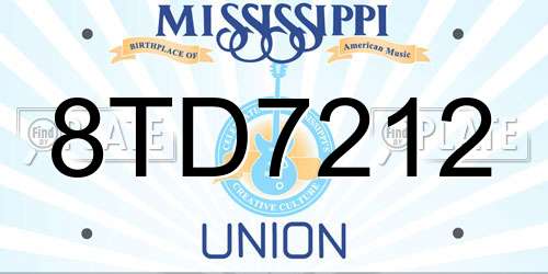8TD7212 Mississippi License Plate