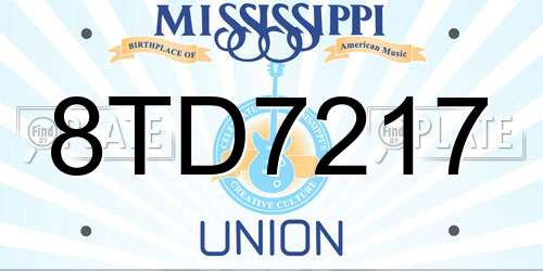 8TD7217 Mississippi License Plate