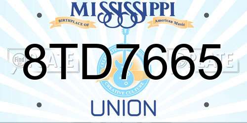 8TD7665 Mississippi License Plate