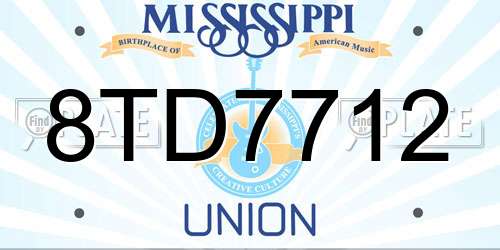 8TD7712 Mississippi License Plate