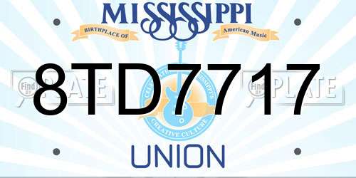 8TD7717 Mississippi License Plate