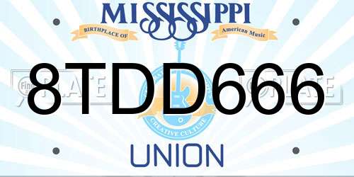 8TDD666 Mississippi License Plate