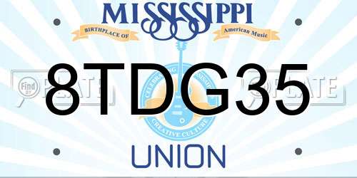 8TDG35 Mississippi License Plate