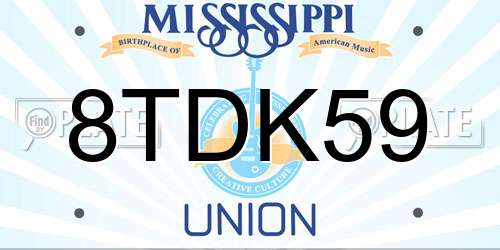 8TDK59 Mississippi License Plate