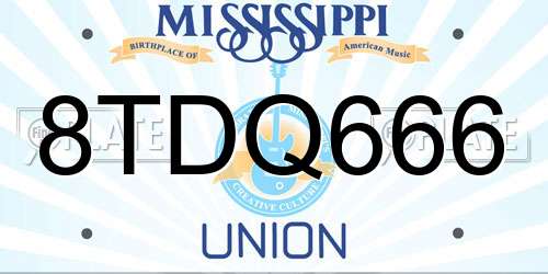 8TDQ666 Mississippi License Plate