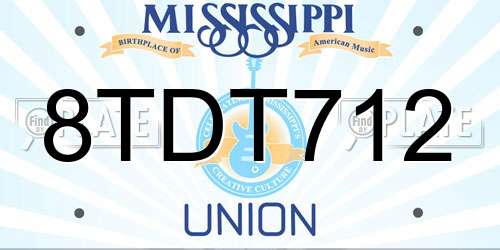 8TDT712 Mississippi License Plate