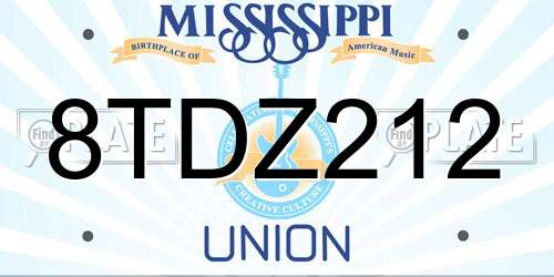 8TDZ212 Mississippi License Plate