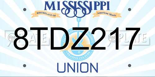 8TDZ217 Mississippi License Plate