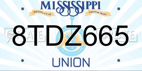 8TDZ665 Mississippi License Plate