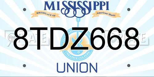 8TDZ668 Mississippi License Plate