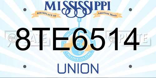 8TE6514 Mississippi License Plate