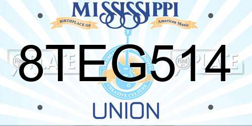8TEG514 Mississippi License Plate