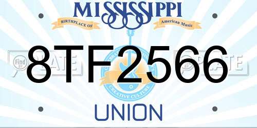 8TF2566 Mississippi License Plate