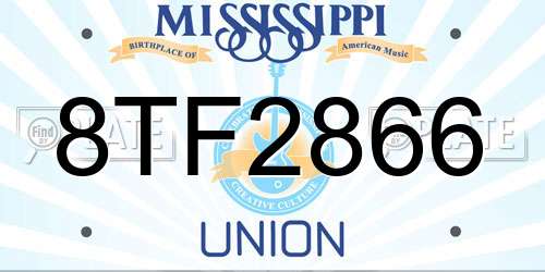 8TF2866 Mississippi License Plate