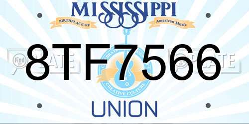 8TF7566 Mississippi License Plate