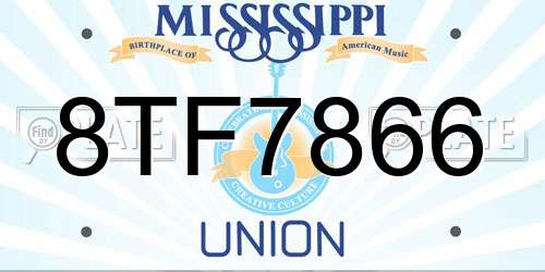 8TF7866 Mississippi License Plate