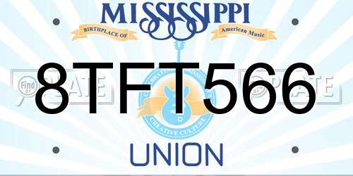 8TFT566 Mississippi License Plate