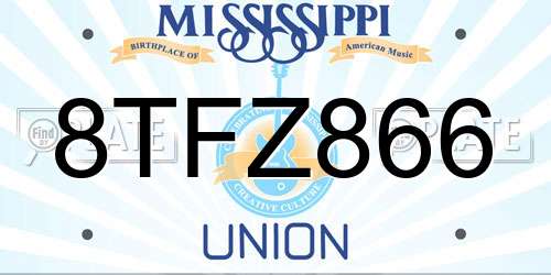 8TFZ866 Mississippi License Plate