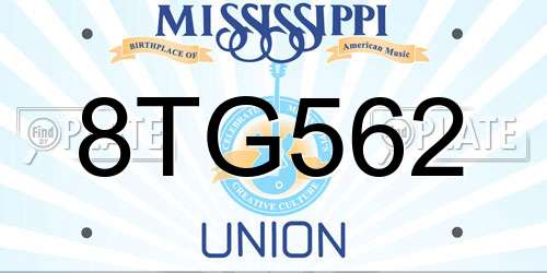 8TG562 Mississippi License Plate