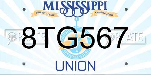 8TG567 Mississippi License Plate